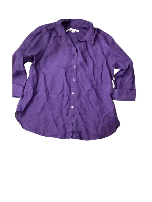 Top Long Sleeve Basic By Chicos In Purple, Size: L