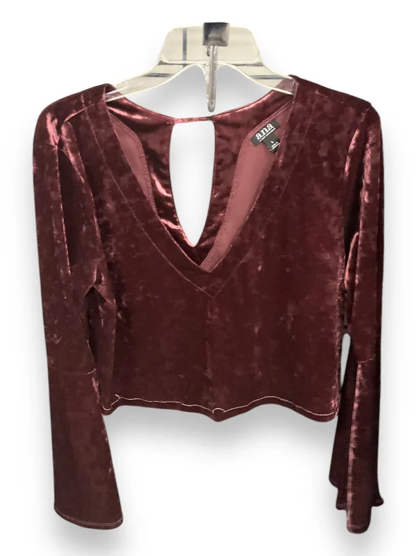 Top Long Sleeve By Ana In Burgundy, Size: L