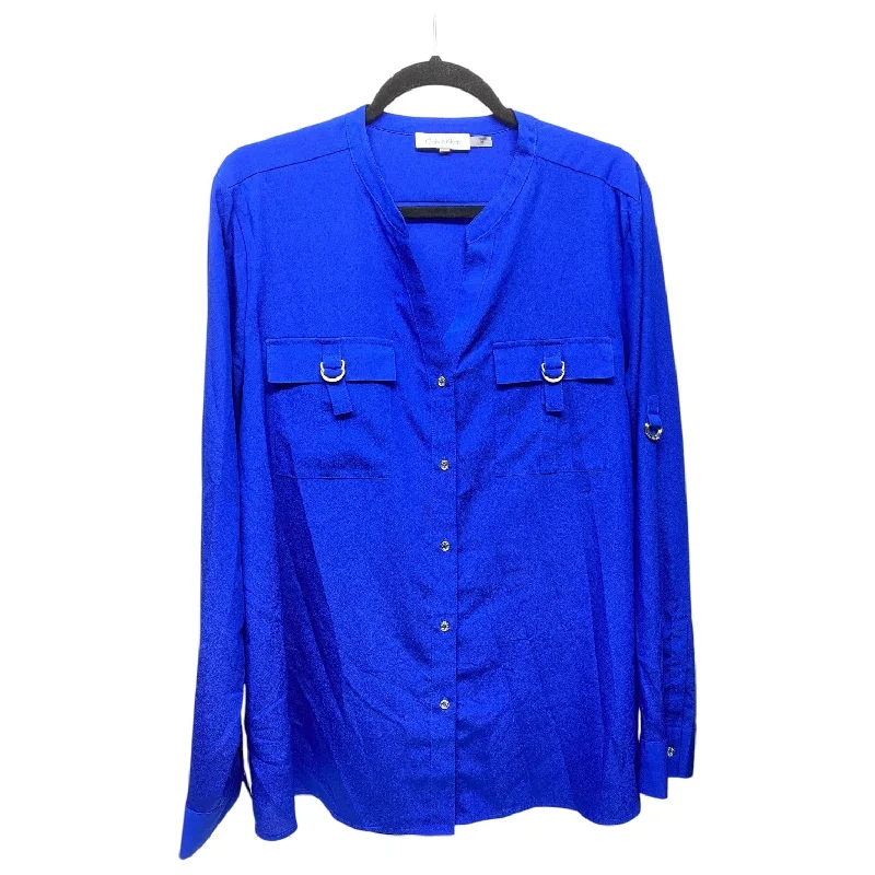 Top Long Sleeve By Calvin Klein In Blue, Size: Xl