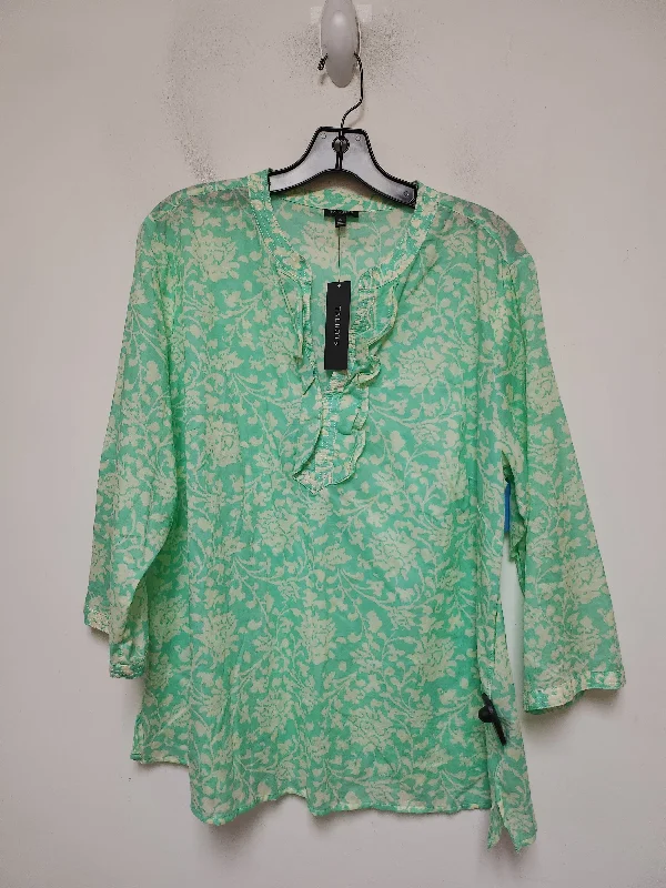 Top Long Sleeve By Talbots In Green, Size: 1x