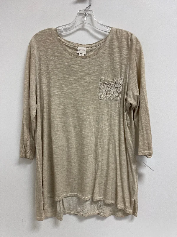 Tunic Long Sleeve By Chicos In Tan, Size: L