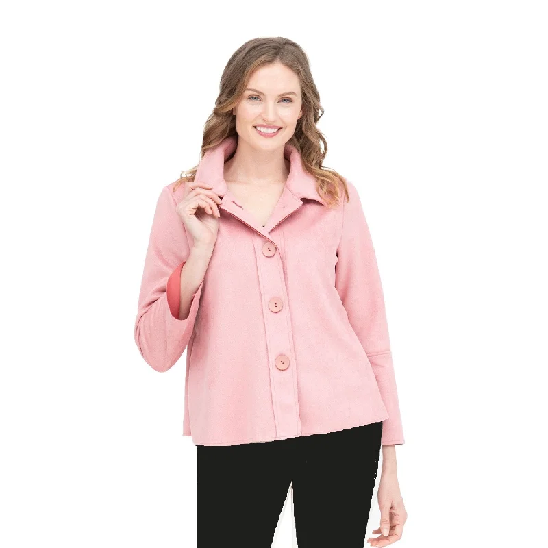 Damee Microsuede Button Front Jacket in Pink - 4896-PNK