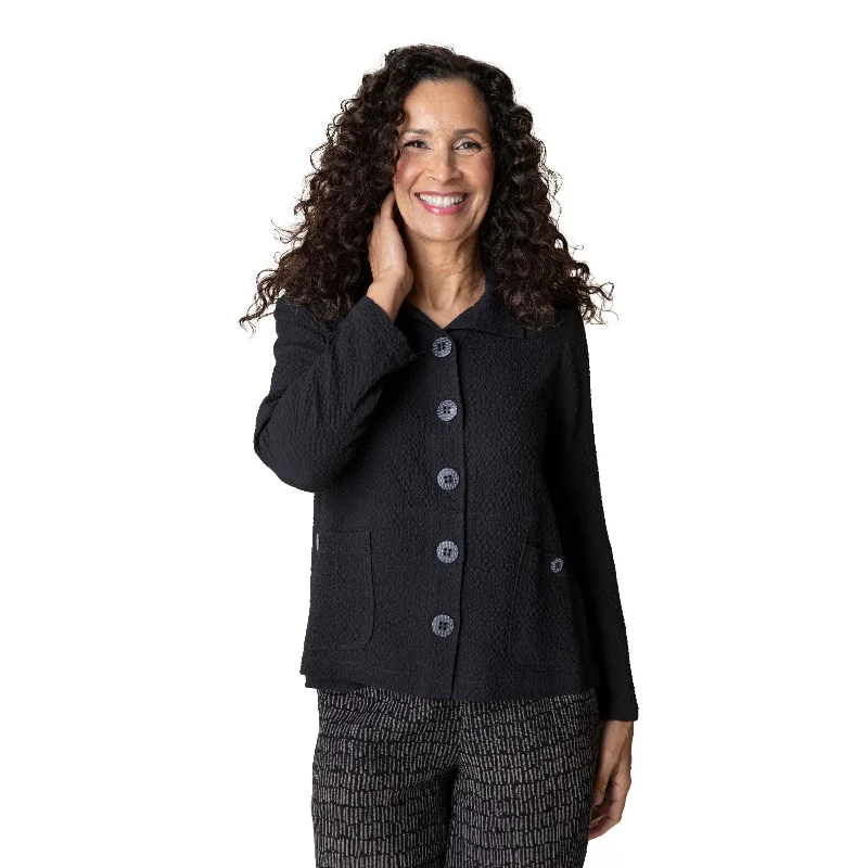 Habitat Crinkle Crepe Short Swing Jacket in Black - 21312-BLK