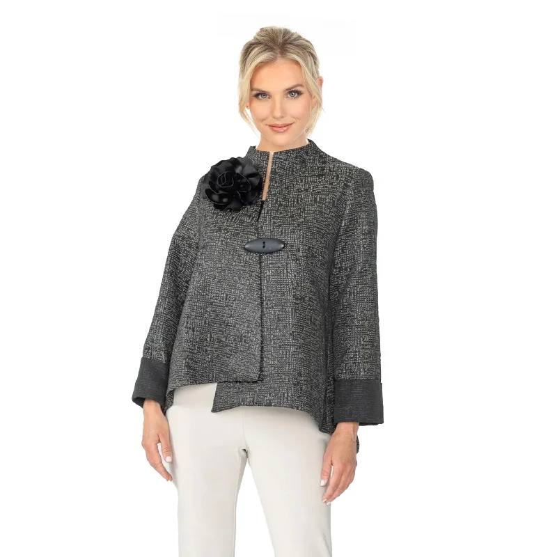 IC Collection Metallic Tweed Asymmetric Jacket  6687J