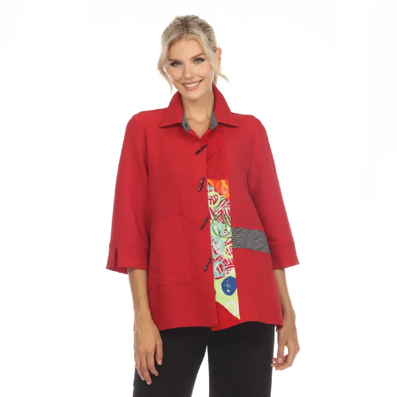 Moonlight Unique Patchwork Blouse/Jacket in Red - 3648-RD